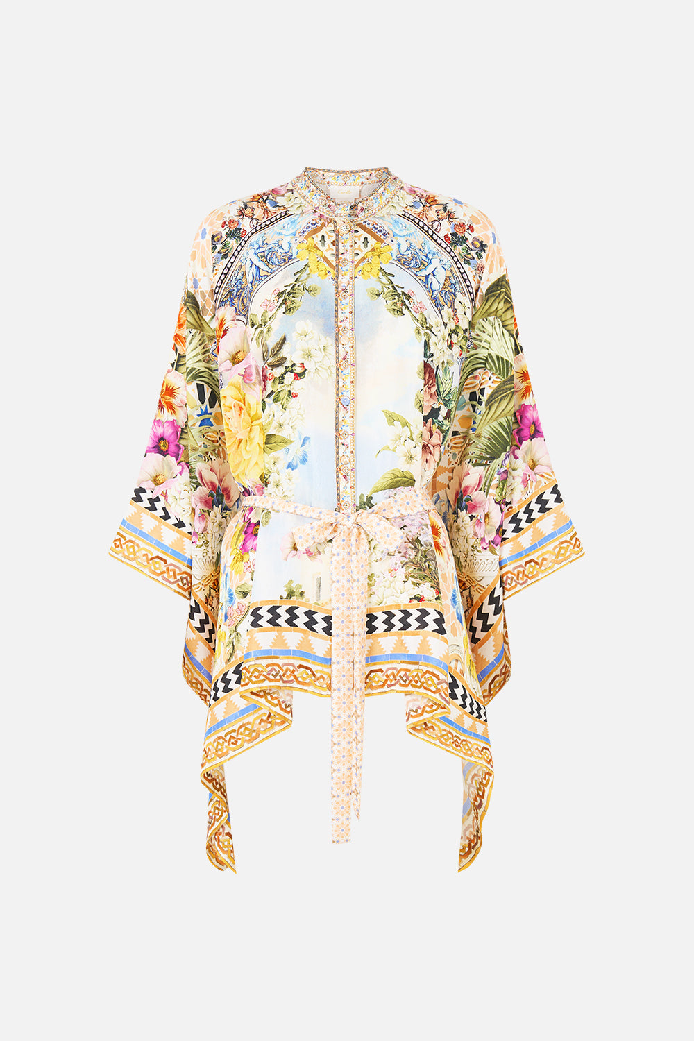 The CAMILLA WAISTCOAT WITH BUTTON FRONT FLAMENCO FOLKLORE in our  print.
