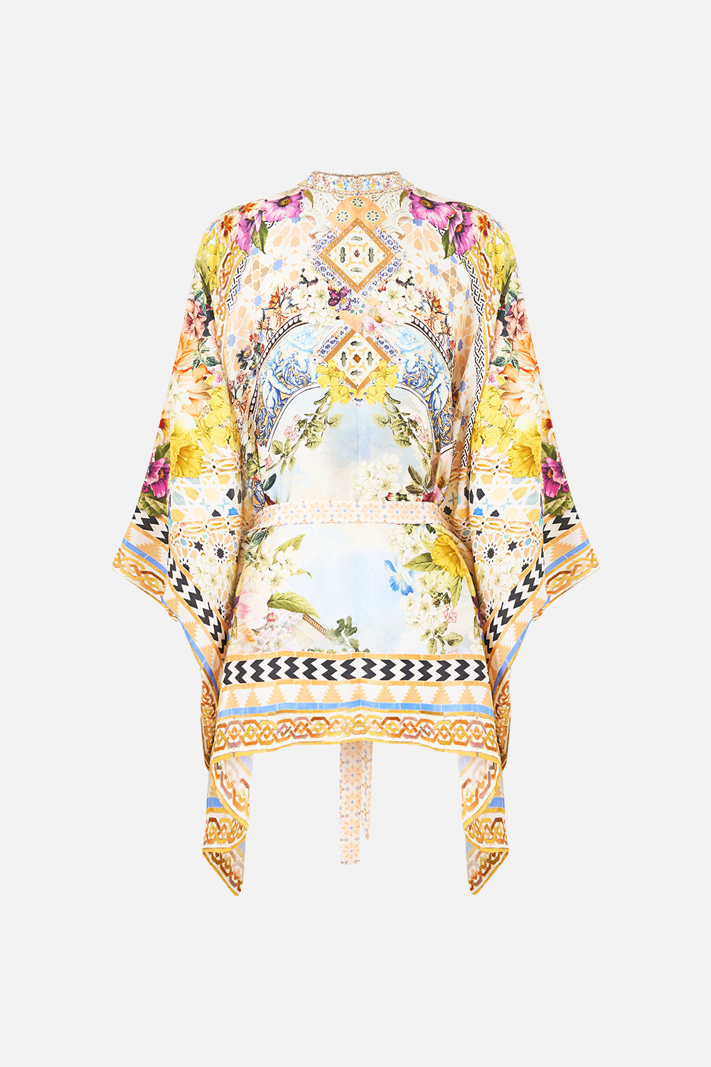 The CAMILLA BAGGY LONG WALK SHORT WITH ELASTIC WAIST A TILED WONDERLAND in our A TILED WONDERLAND print.