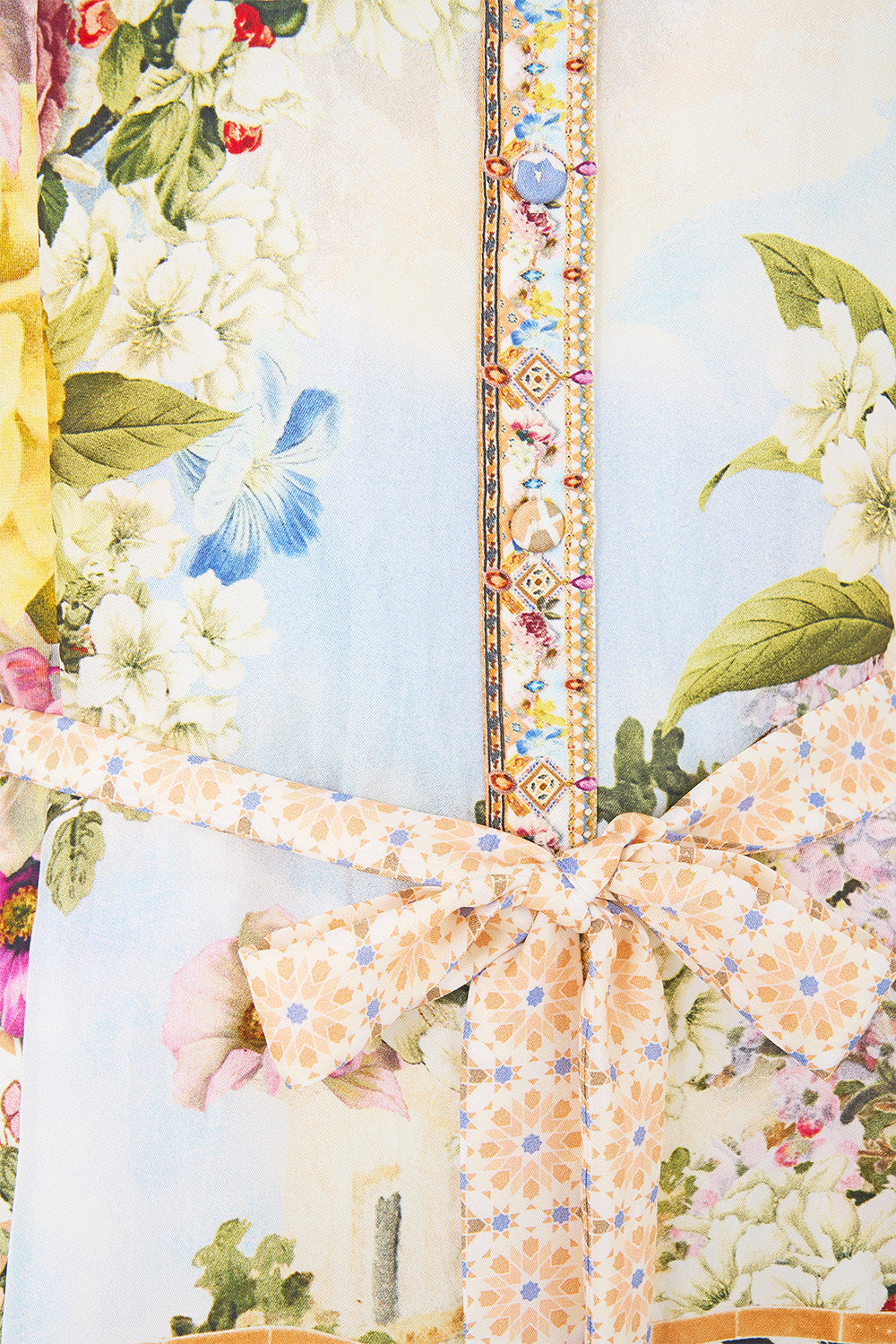 The CAMILLA BAGGY LONG WALK SHORT WITH ELASTIC WAIST A TILED WONDERLAND in our  print.