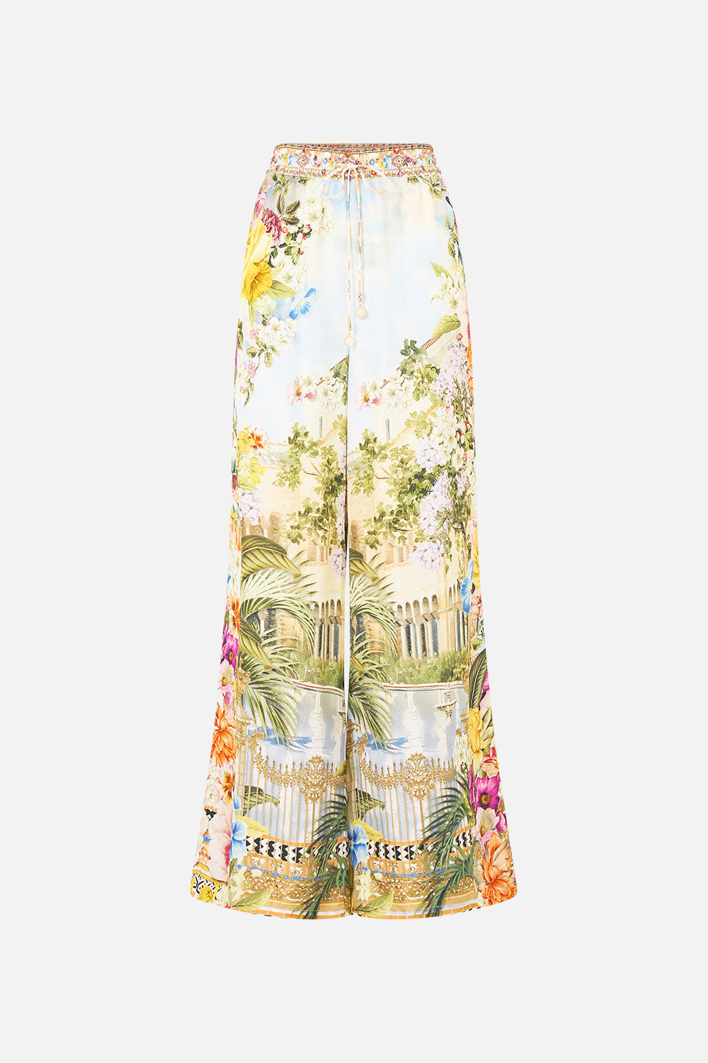 The CAMILLA V NECK KAFTAN WITH TIE WAIST CREAM LACE I LEFT MY HEART IN GRANADA in our  print.