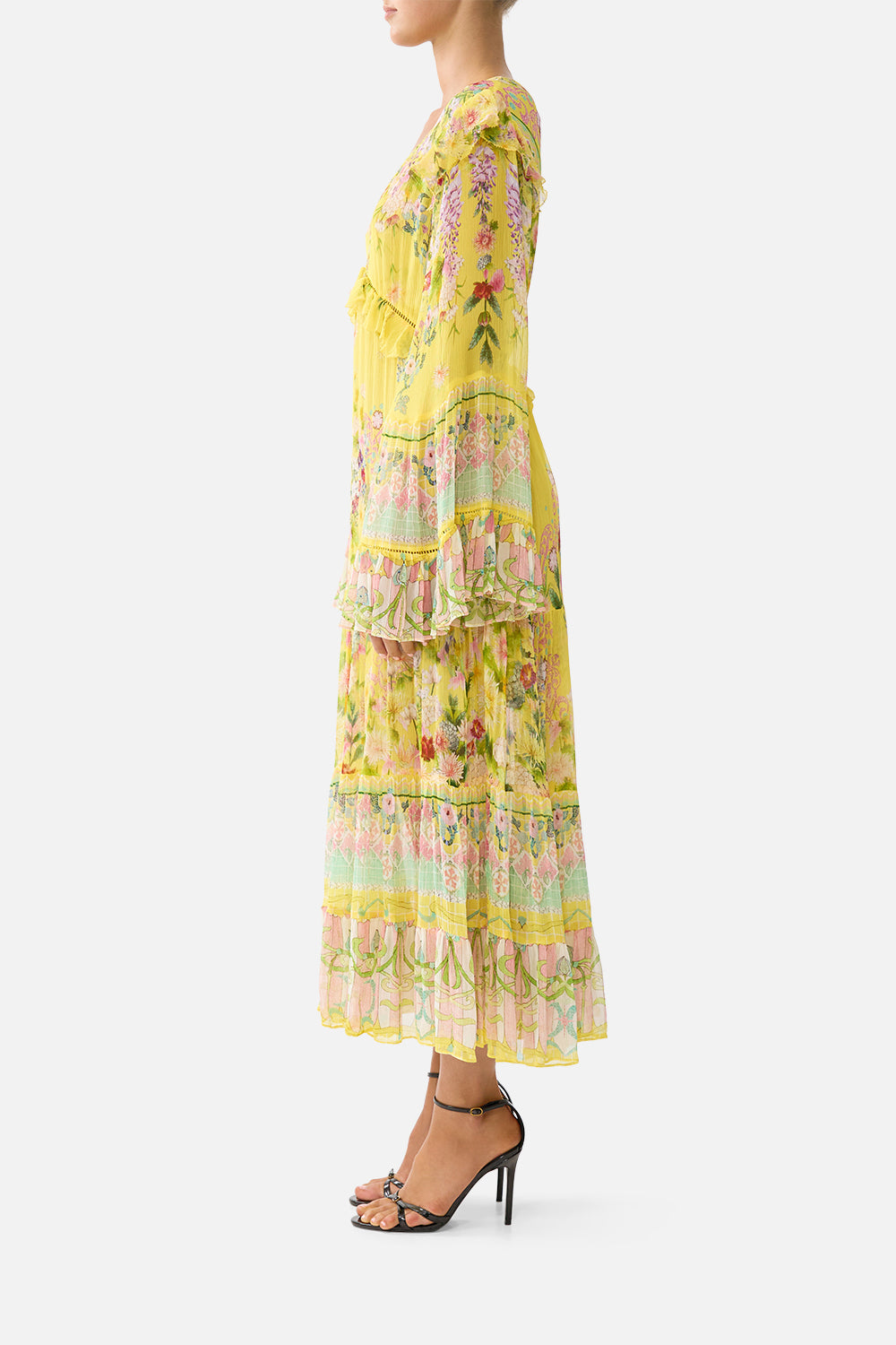 TIERED MIDI DRESS WITH WAIST RUFFLE DETAIL LADY LIMONADA