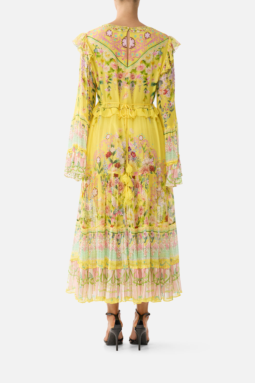 TIERED MIDI DRESS WITH WAIST RUFFLE DETAIL LADY LIMONADA