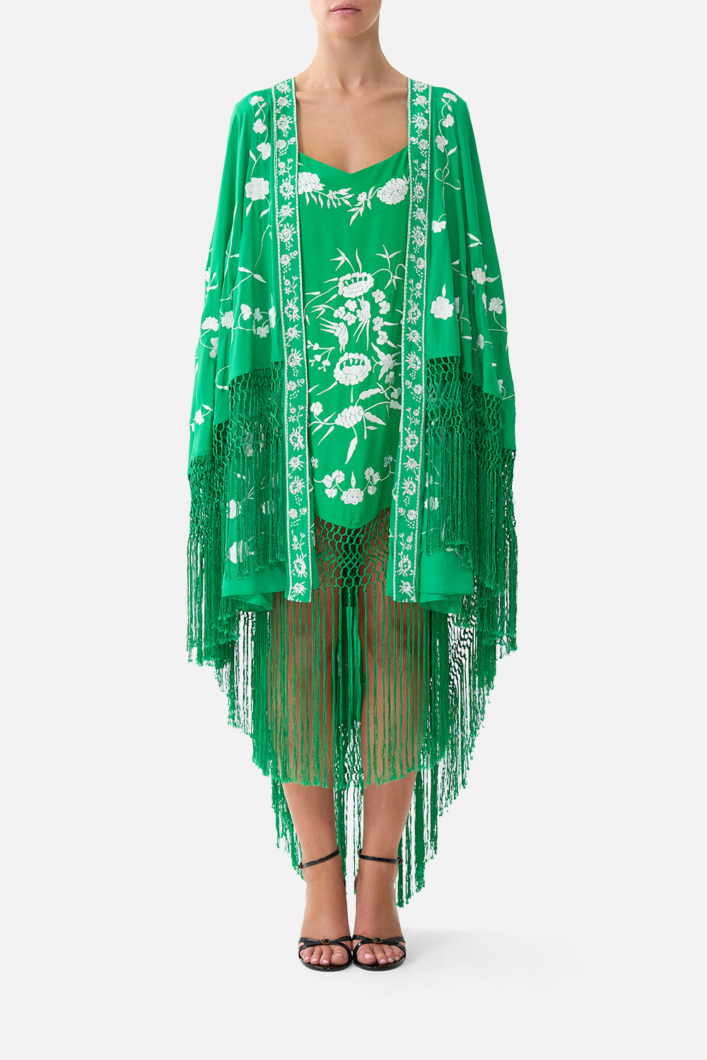 The CAMILLA LONG SILK CRINKLE CHIFFON SCARF LIVIN LA VIDA ROSA in our LIVIN LA VIDA ROSA print.