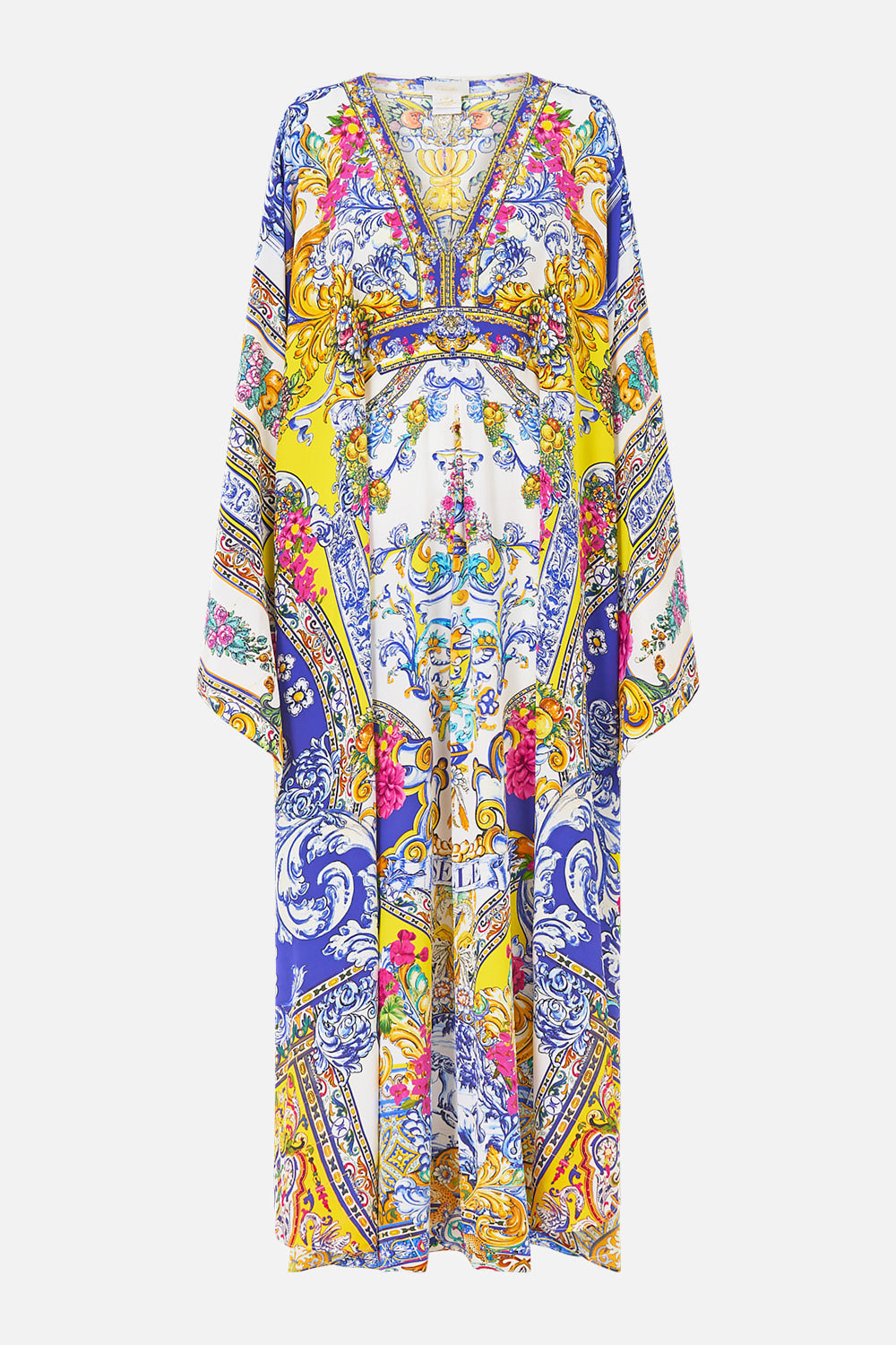 The CAMILLA KIDS SHIRRED MAXI DRESS W TIE SHOULDER HOWDY GAUDI in our  print.
