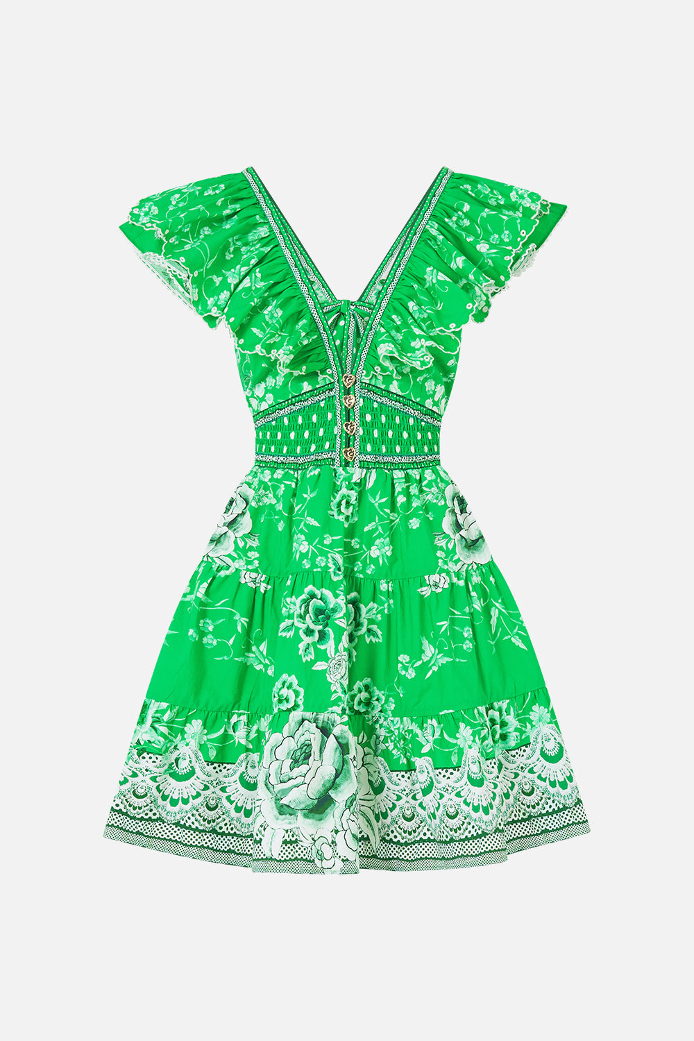 TIERED SHORT DRESS WITH NECK FRILL SACROMONTE SEÑORITA