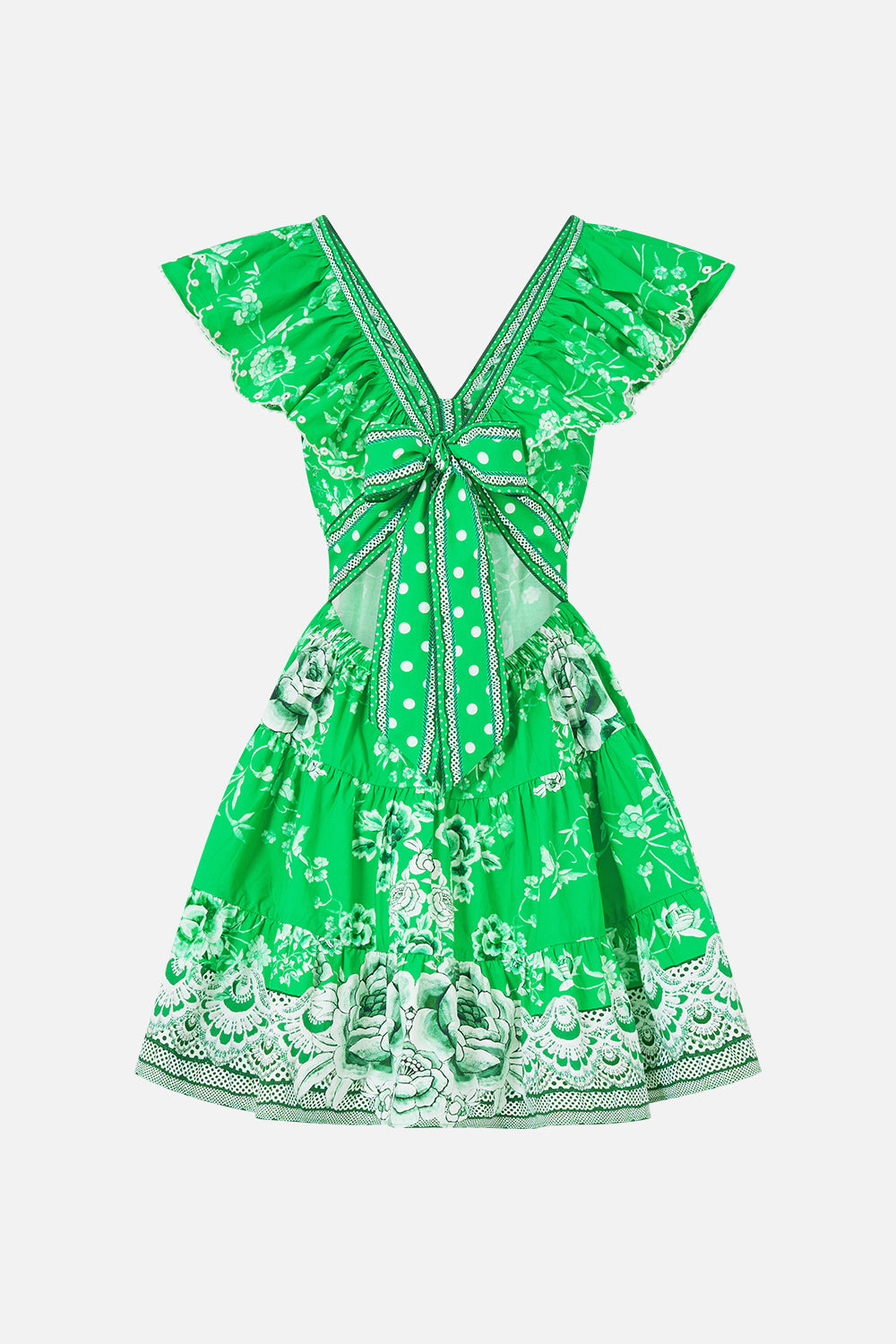 TIERED SHORT DRESS WITH NECK FRILL SACROMONTE SEÑORITA