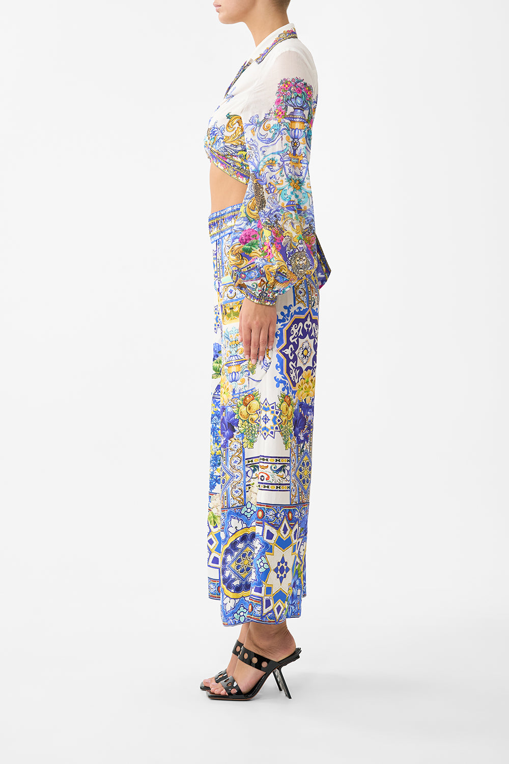 The CAMILLA KIDS STRAIGHT NECK ONE PIECE WITH FRILL STRAPS DIAL UP THE TILES in our  print.