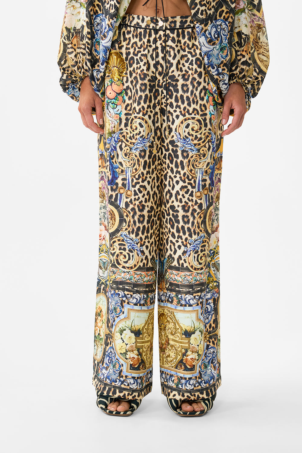 The CAMILLA FRILL NECK DRESS WITH HARDWARE DAUGHTERS OF DUENDE in our  print.