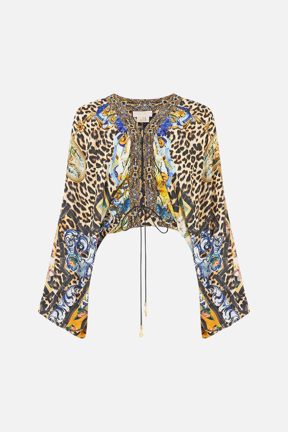 The CAMILLA SILK CHIFFON SHRUG MEET ME IN MALLORCA in our  print.