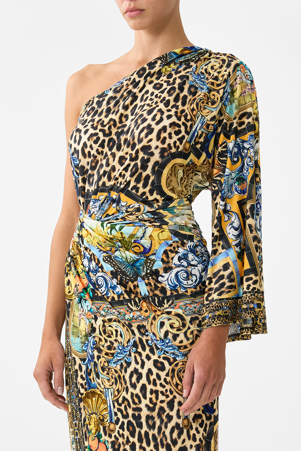 ONE SHOULDER JERSEY DRESS SEVILLIAN STYLE