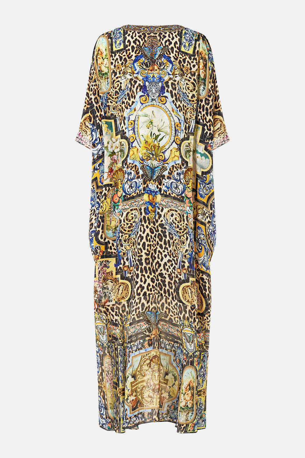 The CAMILLA DOUBLE FRILL SLEEVE MIDI DRESS A TILED WONDERLAND in our  print.