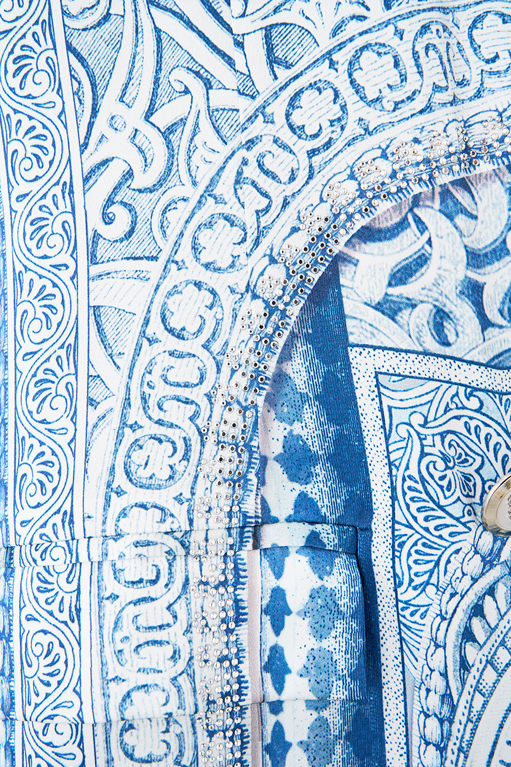 The CAMILLA WAIST TIE SHIRT DRESS A TILED WONDERLAND in our  print.
