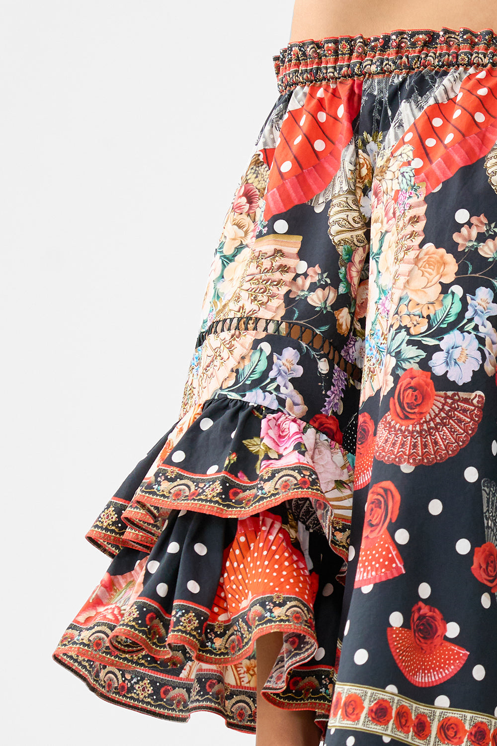 The CAMILLA UNDERWIRE SQUARE NECK ONE PIECE W SCOOP BACK FLAMENCO EUPHORIA in our FLAMENCO EUPHORIA print.