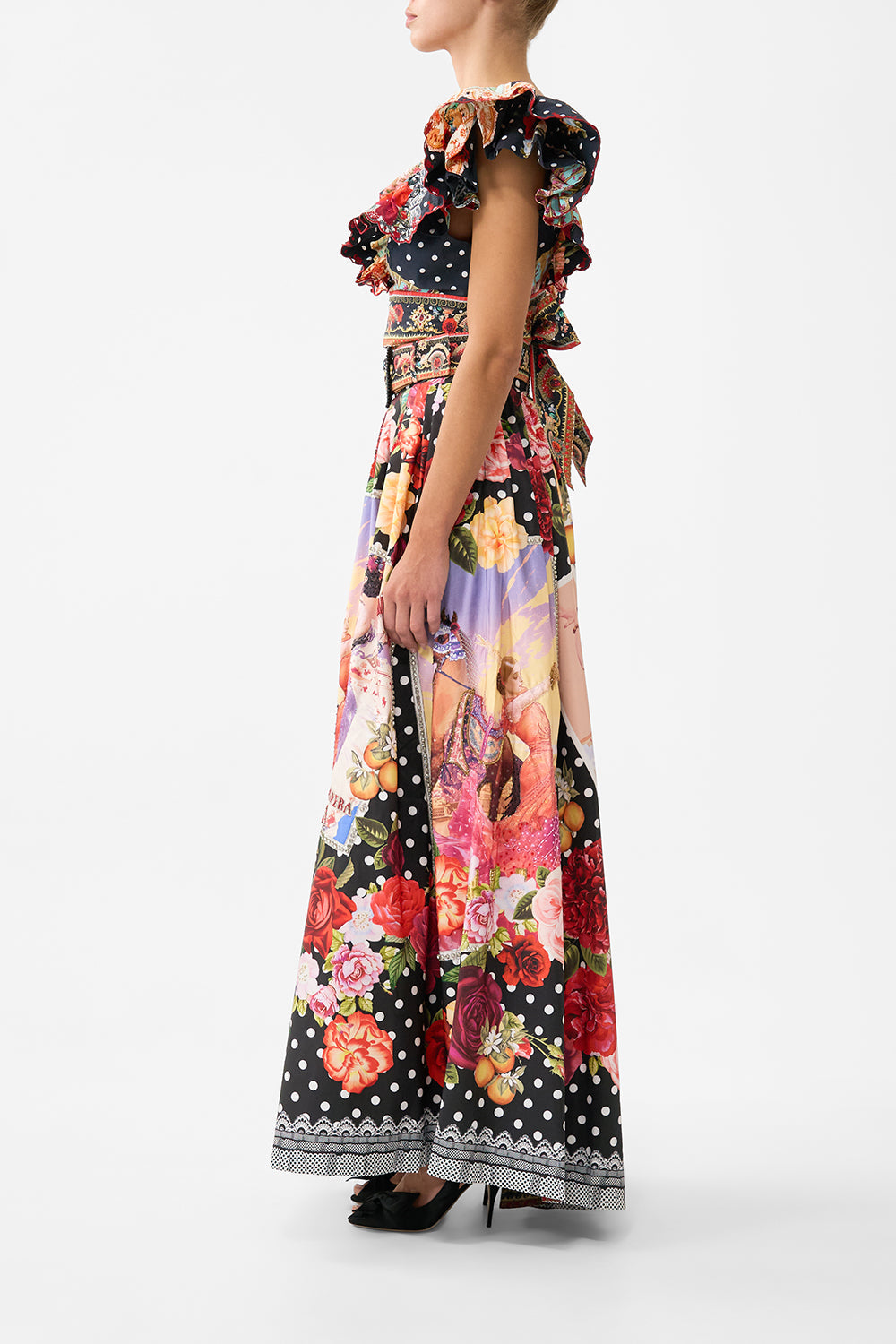 The CAMILLA LARGE CRYSTALLED SILK SQUARE SCARF VA VA VINTAGE in our  print.
