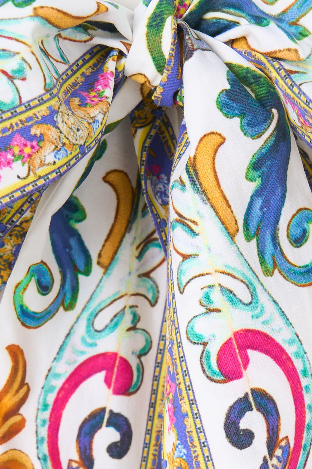 The CAMILLA TIERED DRESS WITH NECK FRILL LADY LIMONADA in our  print.