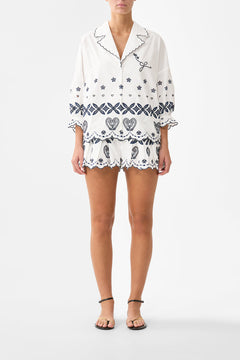 SHIRT WITH GATHERED CUFF A TILED WONDERLAND