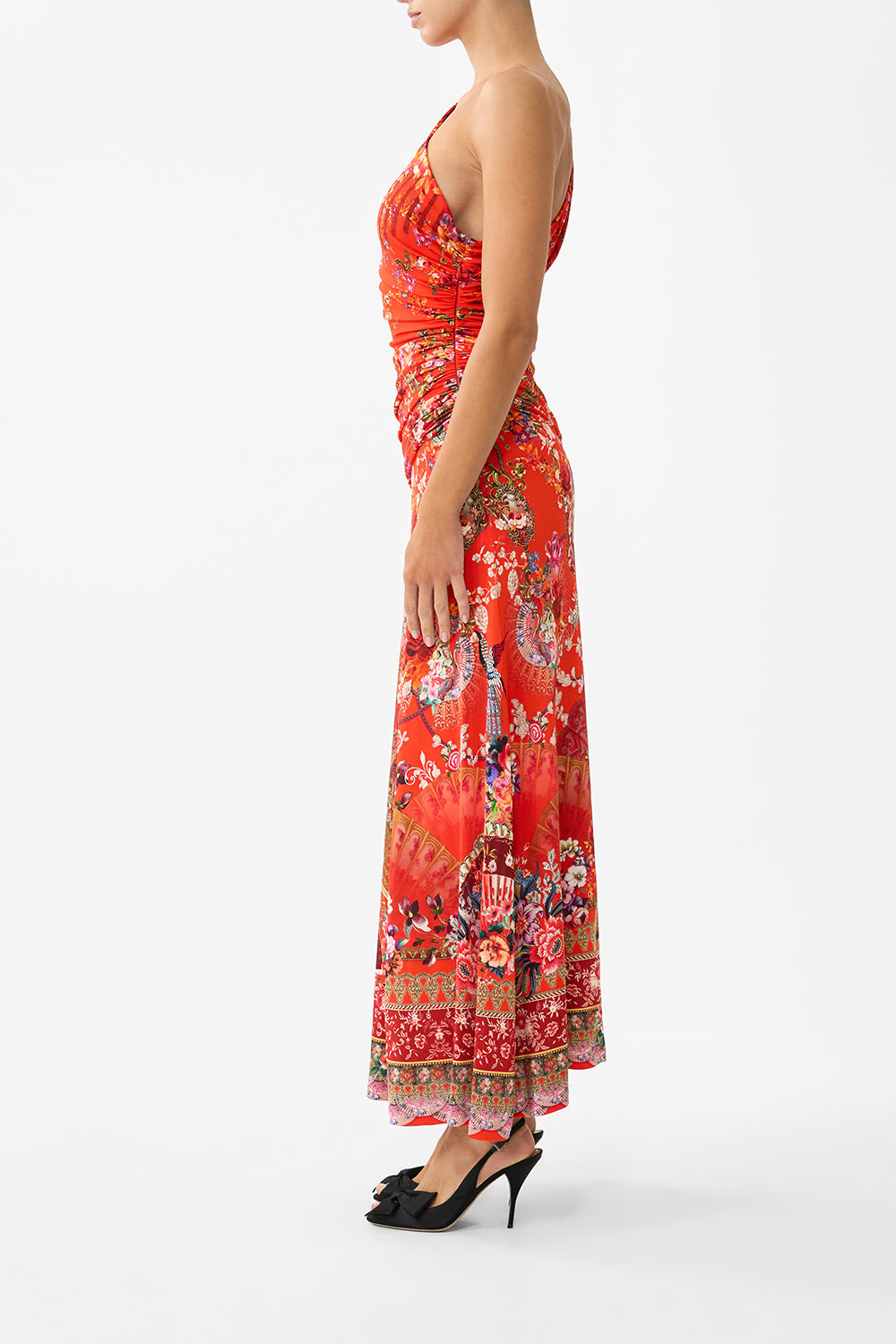 The CAMILLA FUNNEL NECK KNIT PONCHO ARANJUEZ ANIMALIA in our  print.