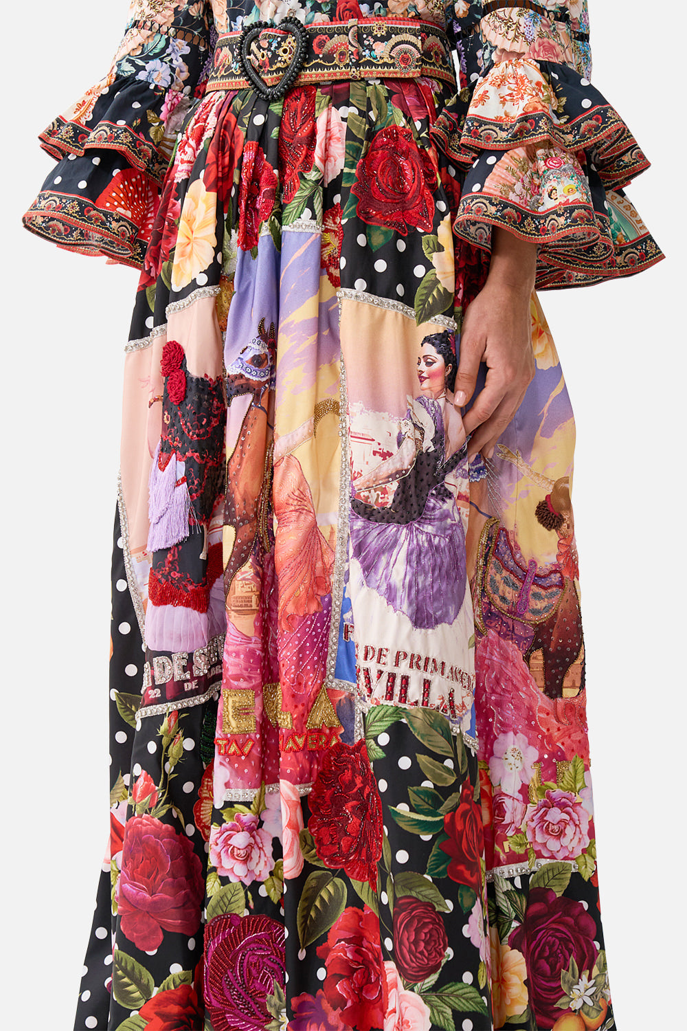 The CAMILLA WIDE LEG WAISTED PANT TORERO LIBERTINE in our  print.