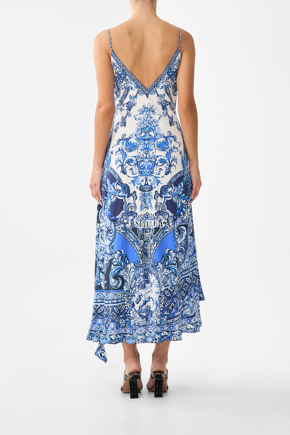 The CAMILLA V NECK FLARED JUMPSUIT LIVIN LA VIDA ROSA in our  print.