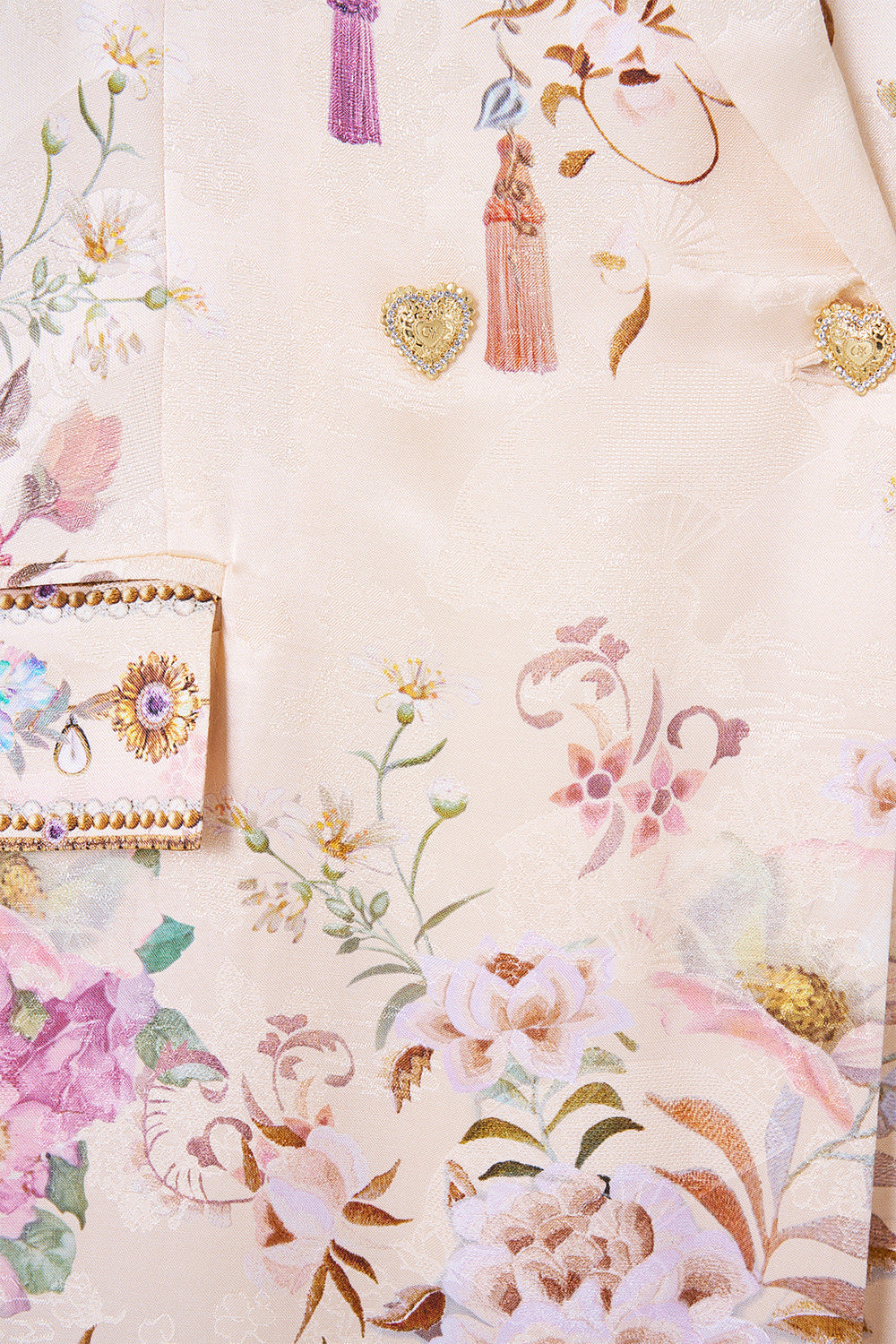 The CAMILLA SHORT SLEEVE CAMP COLLARED SHIRT MIDSUMMER MOSAICS in our  print.