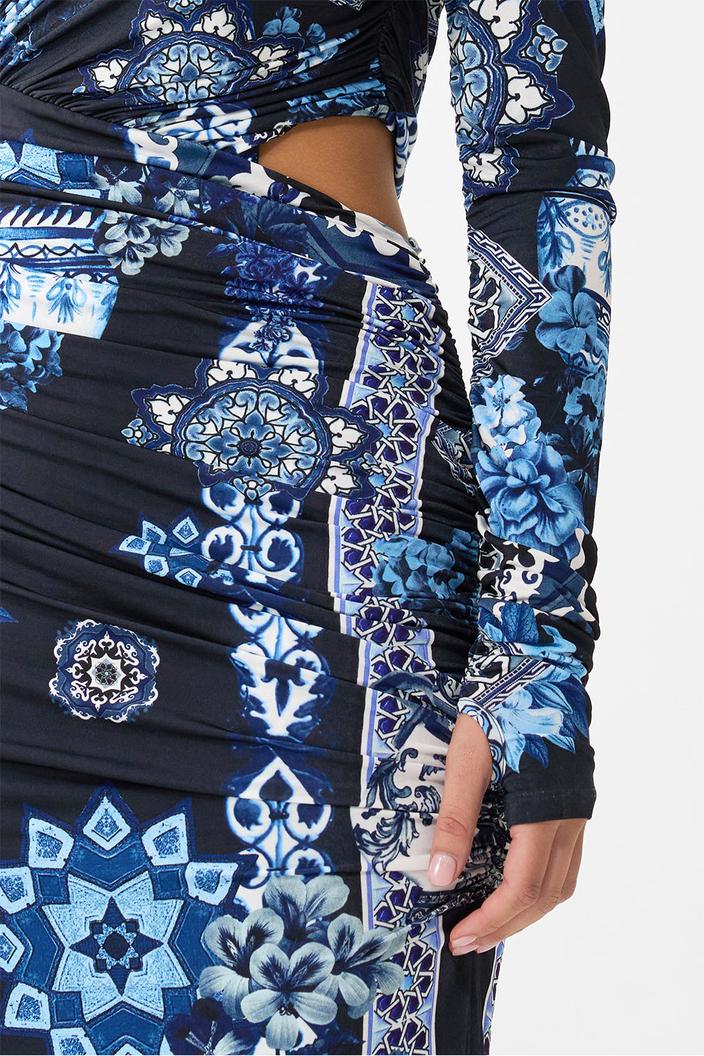 ONE SHOULDER JERSEY CUT OUT DRESS A TILED WONDERLAND