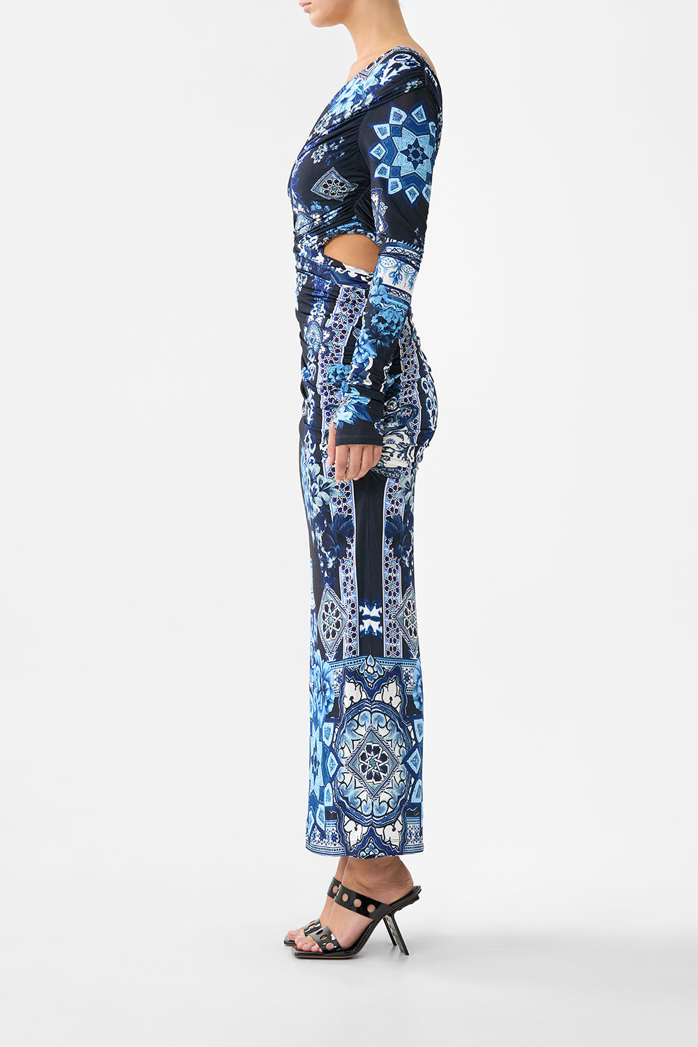 ONE SHOULDER JERSEY CUT OUT DRESS A TILED WONDERLAND