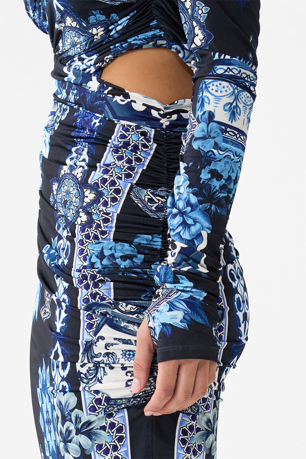 ONE SHOULDER JERSEY CUT OUT DRESS A TILED WONDERLAND