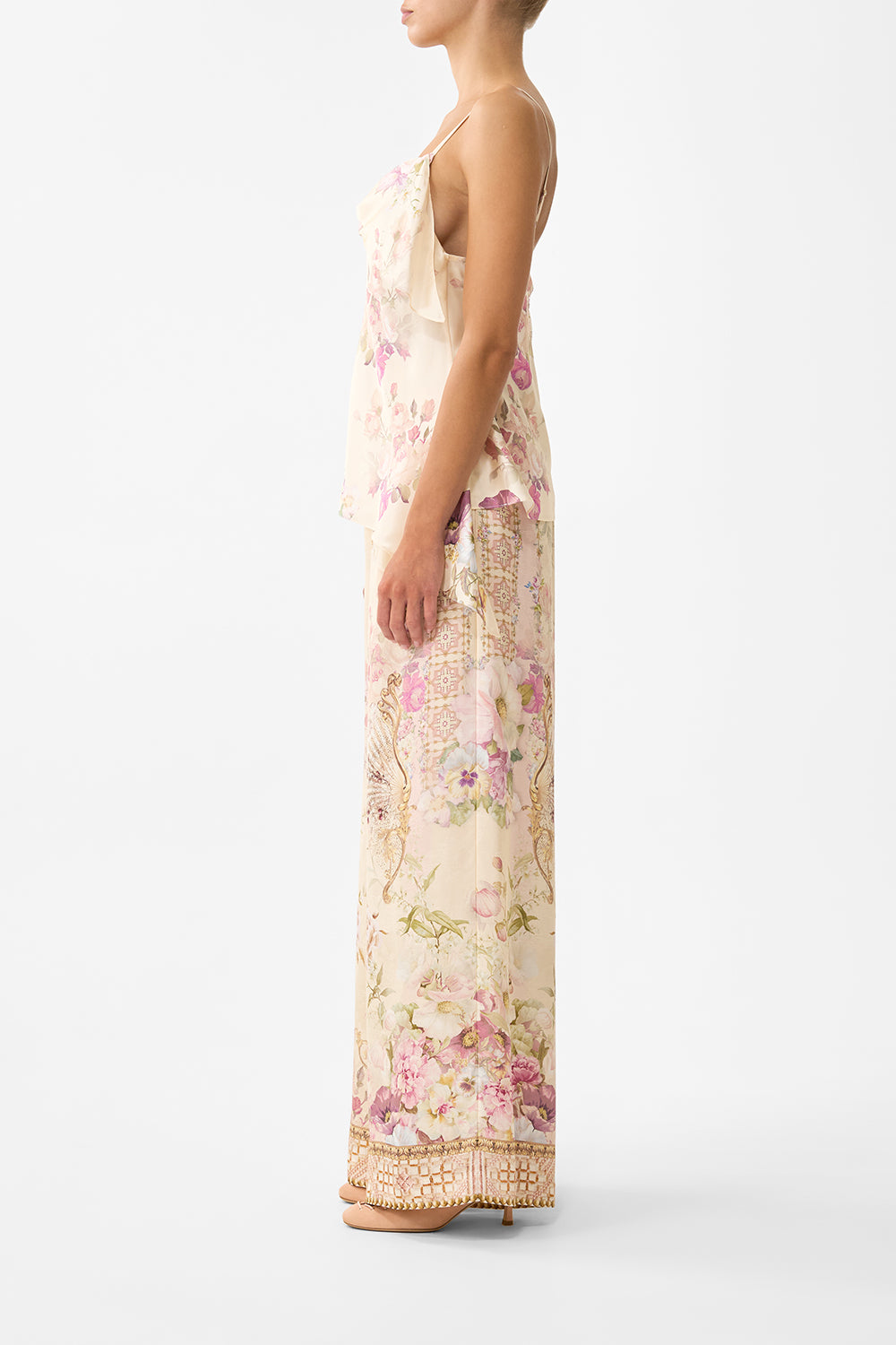 ASYMMETRIC DRAPED TOP ADORNED IN ARANJUEZ