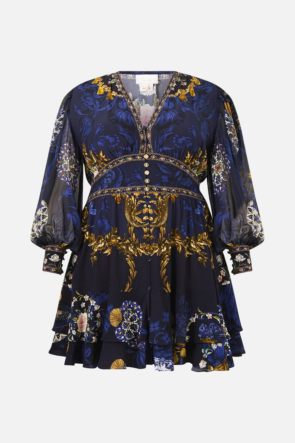 The CAMILLA V NECK KAFTAN WITH DROP WAIST BALEARIC BEBÉ in our BALEARIC BEBÉ print.