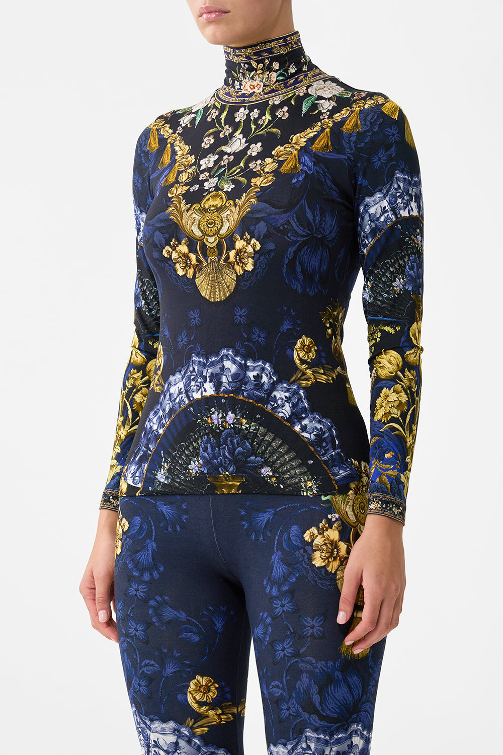 The CAMILLA SHORT SLEEVE CAMP COLLARED SHIRT MIDSUMMER MOSAICS in our  print.