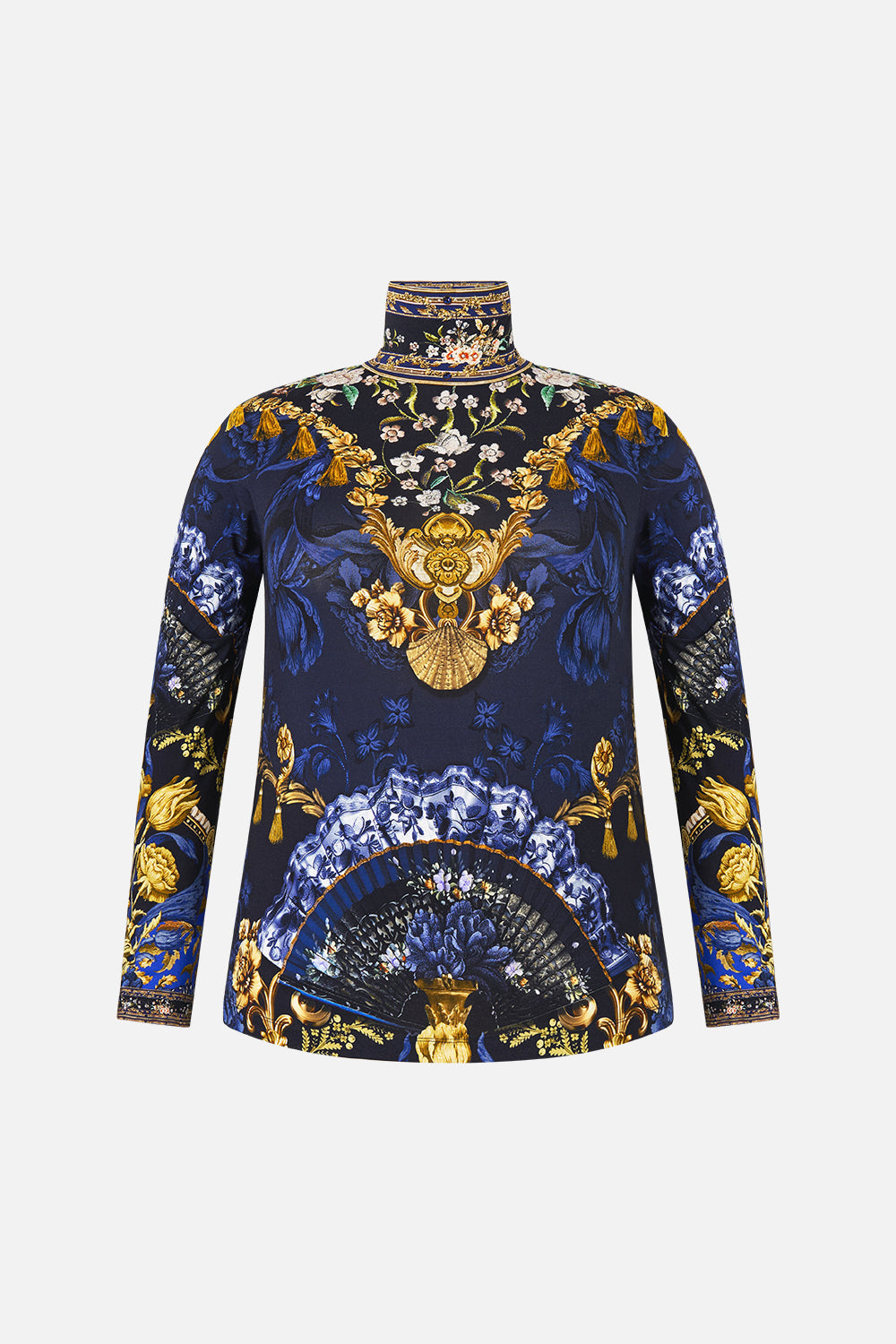 The CAMILLA SAVAGE BEAUTY TASSEL EARRINGS GOLD in our  print.