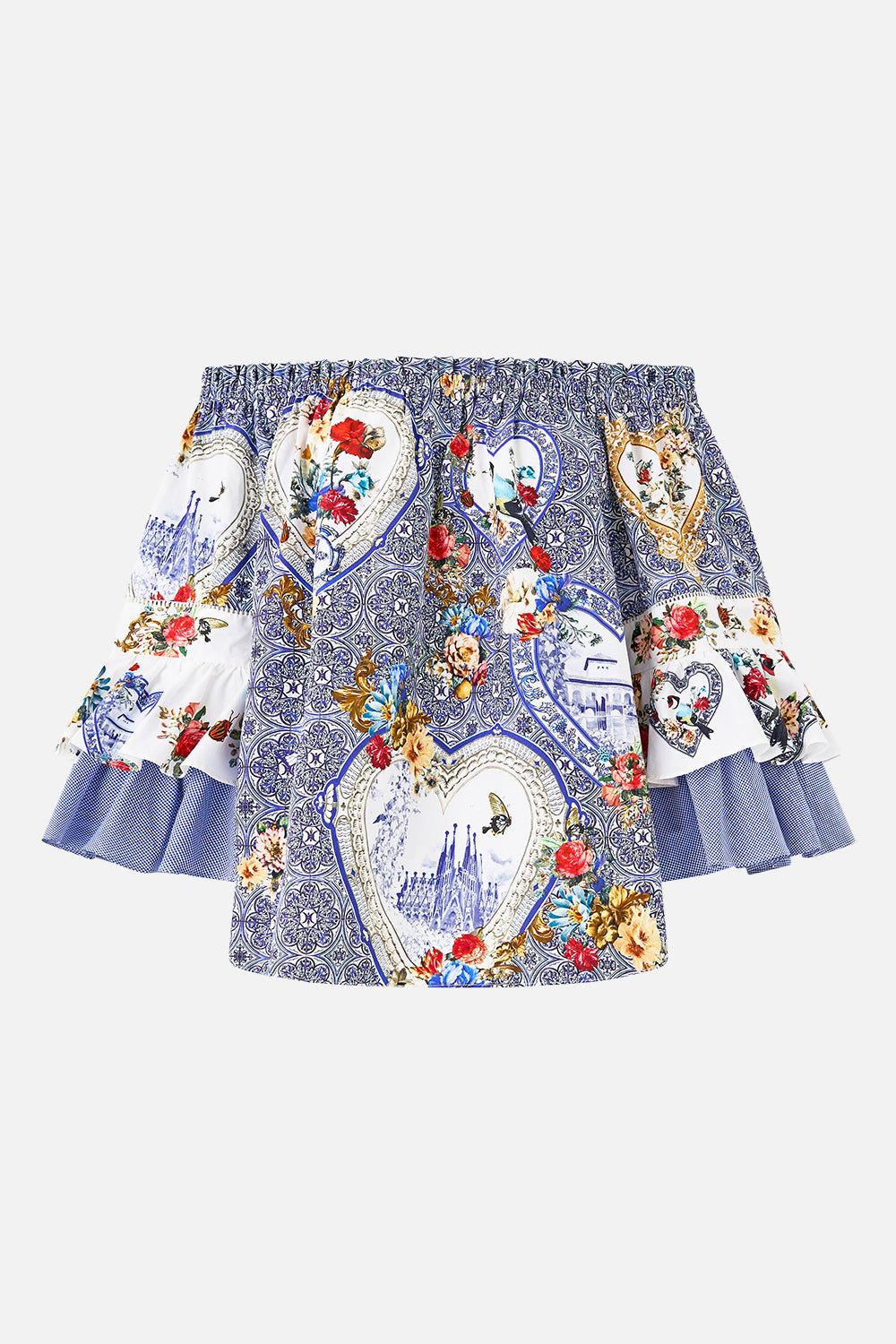The CAMILLA HALTER JERSEY DRESS WITH TIERED SKIRT SEVILLIAN STYLE in our  print.