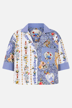 CROPPED CAMP COLLAR BLOUSE THE POTTERY PARLOUR