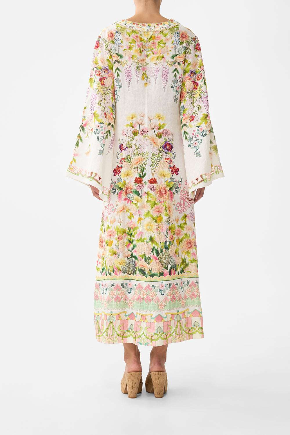 The CAMILLA WAISTBAND RUFFLE HEM SKIRT FLAMENCO FOLKLORE in our FLAMENCO FOLKLORE print.