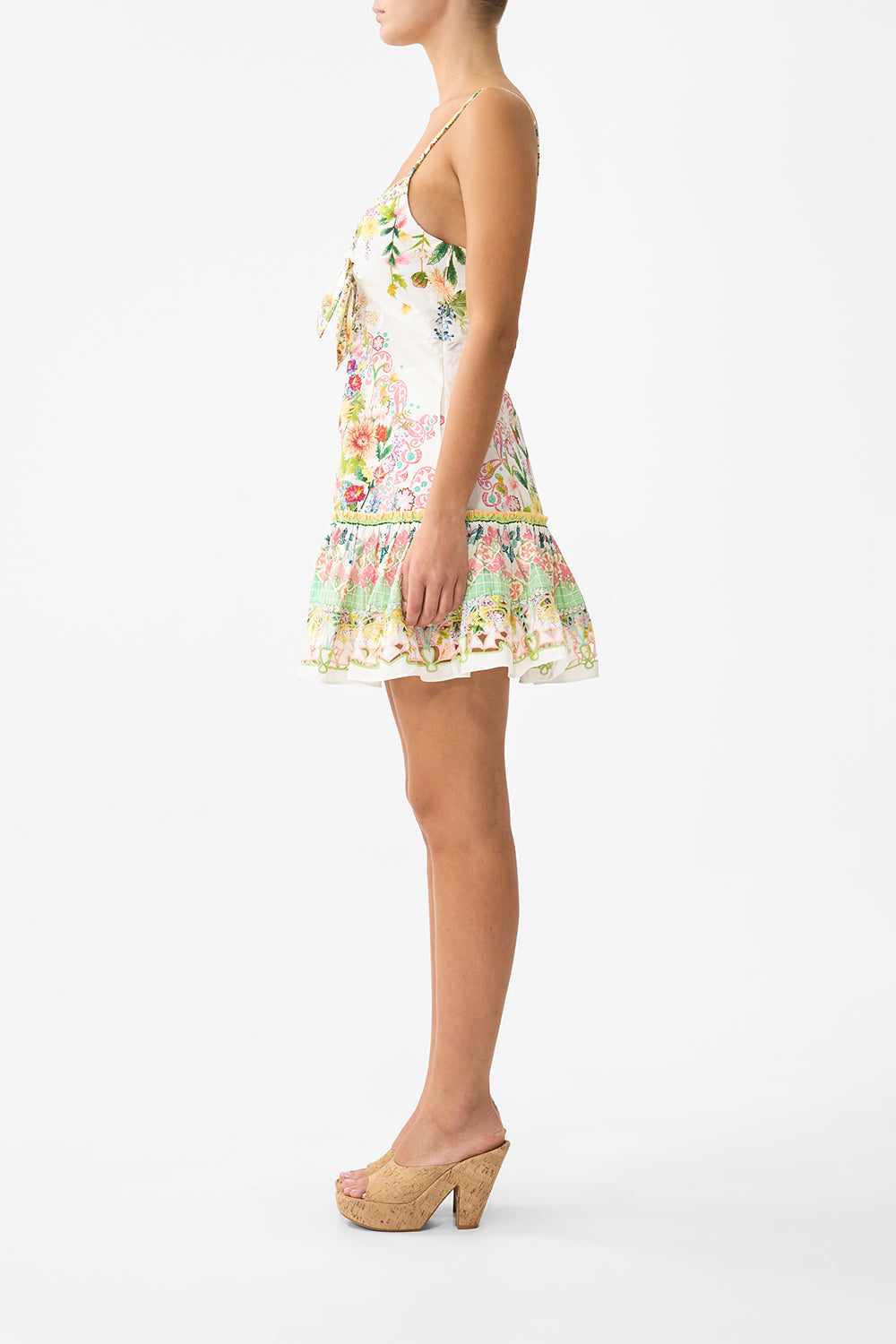 The CAMILLA CROP RUFFLE TOP OLÉ OLÉ in our  print.