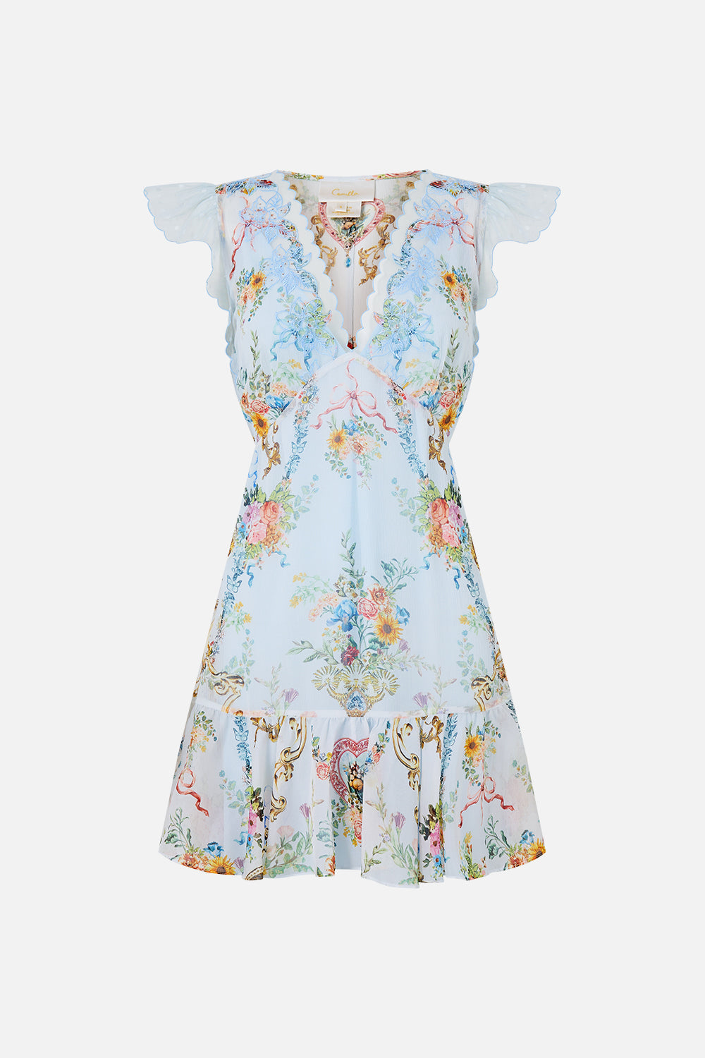 The CAMILLA TIERED SHORT DRESS WITH SHOULDER TIES DAUGHTERS OF DUENDE in our  print.