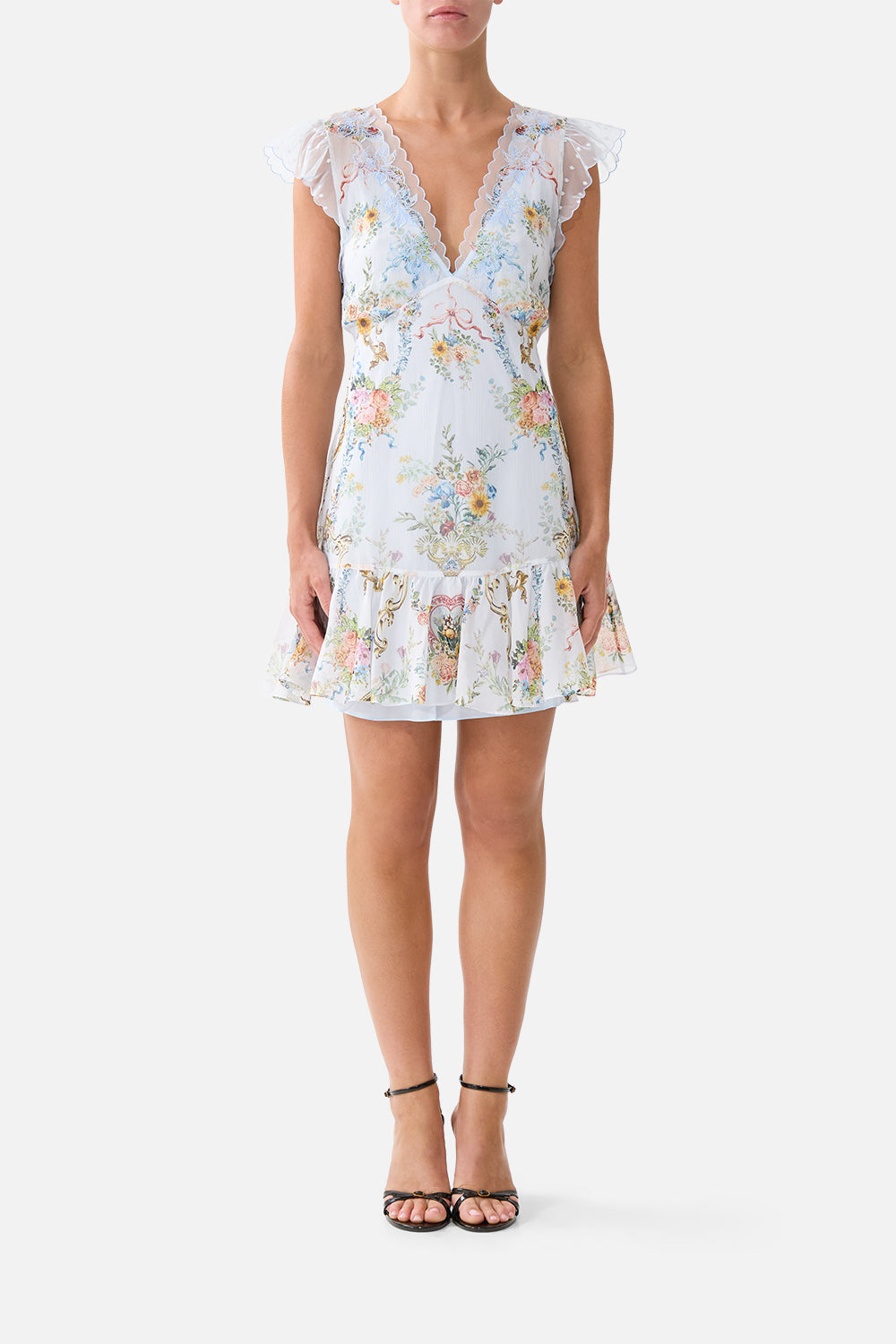 The CAMILLA TIERED SHORT DRESS WITH SHOULDER TIES DAUGHTERS OF DUENDE in our  print.