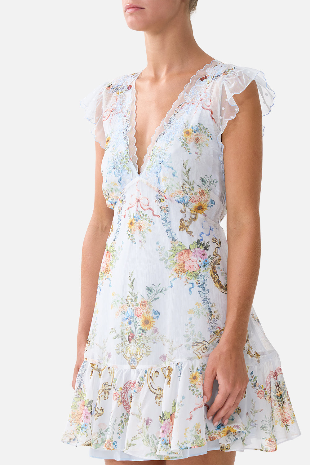 RUFFLE SLEEVE SHORT DRESS SEVILLE SWEETHEART