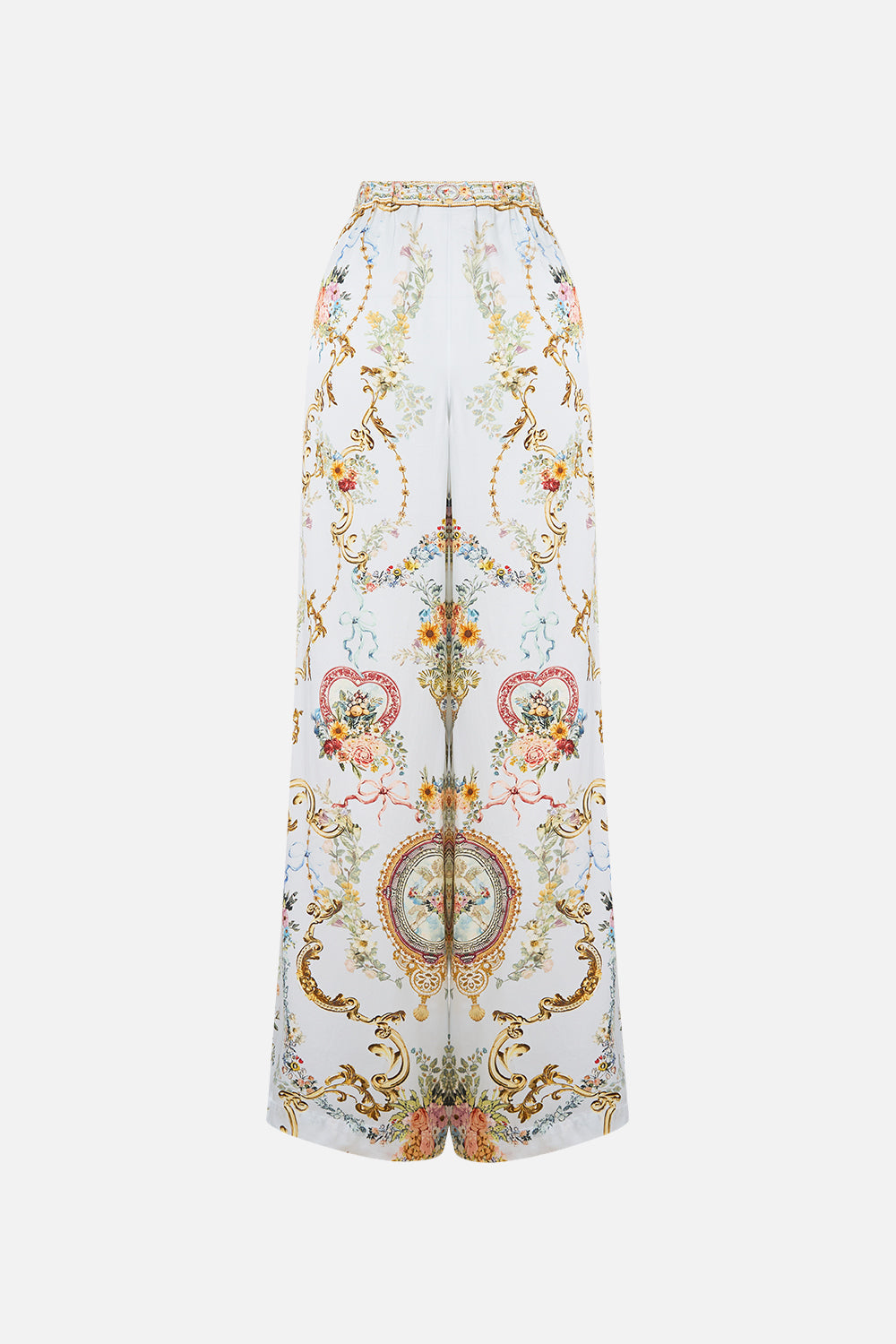 The CAMILLA TIE FRONT UNDERWIRE BIKINI TOP WITH PUFF SLEEVE THE CALL OF CATALONIA in our THE CALL OF CATALONIA print.