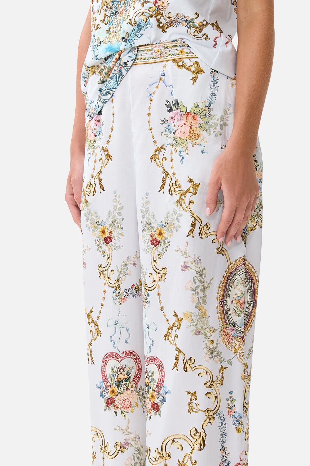 The CAMILLA minimal wide leg pant in our print Seville Sweetheart.