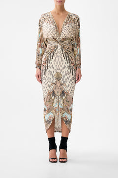 LONG SPLIT FRONT TWIST DRESS ARANJUEZ ANIMALIA