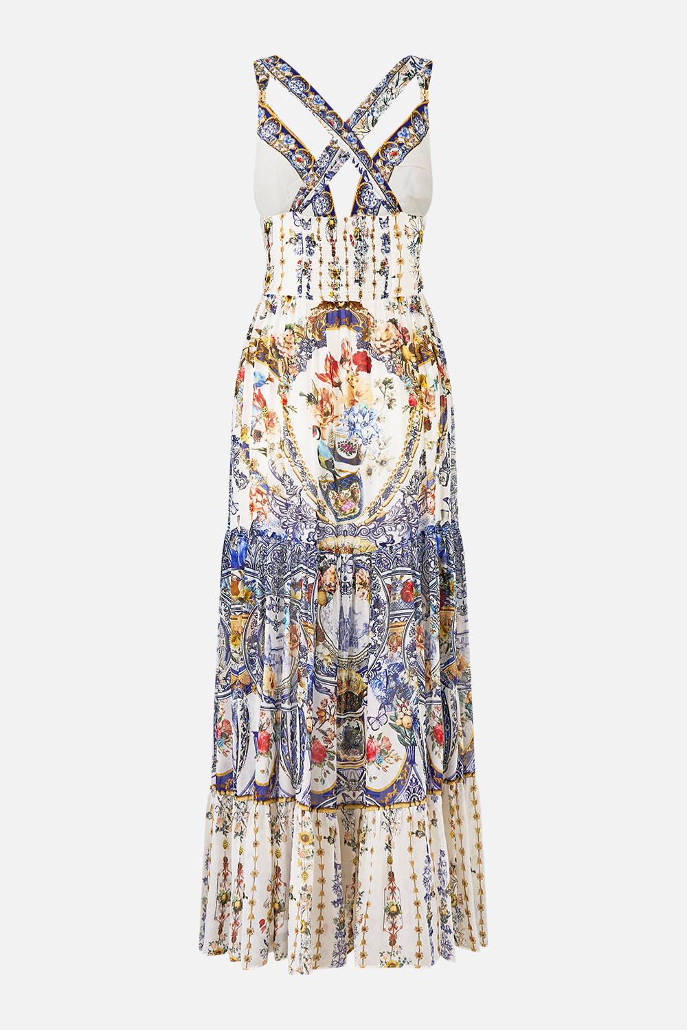 The CAMILLA RELAXED V NECK KNIT TOP THE HUM OF THE ALHAMBRA in our  print.