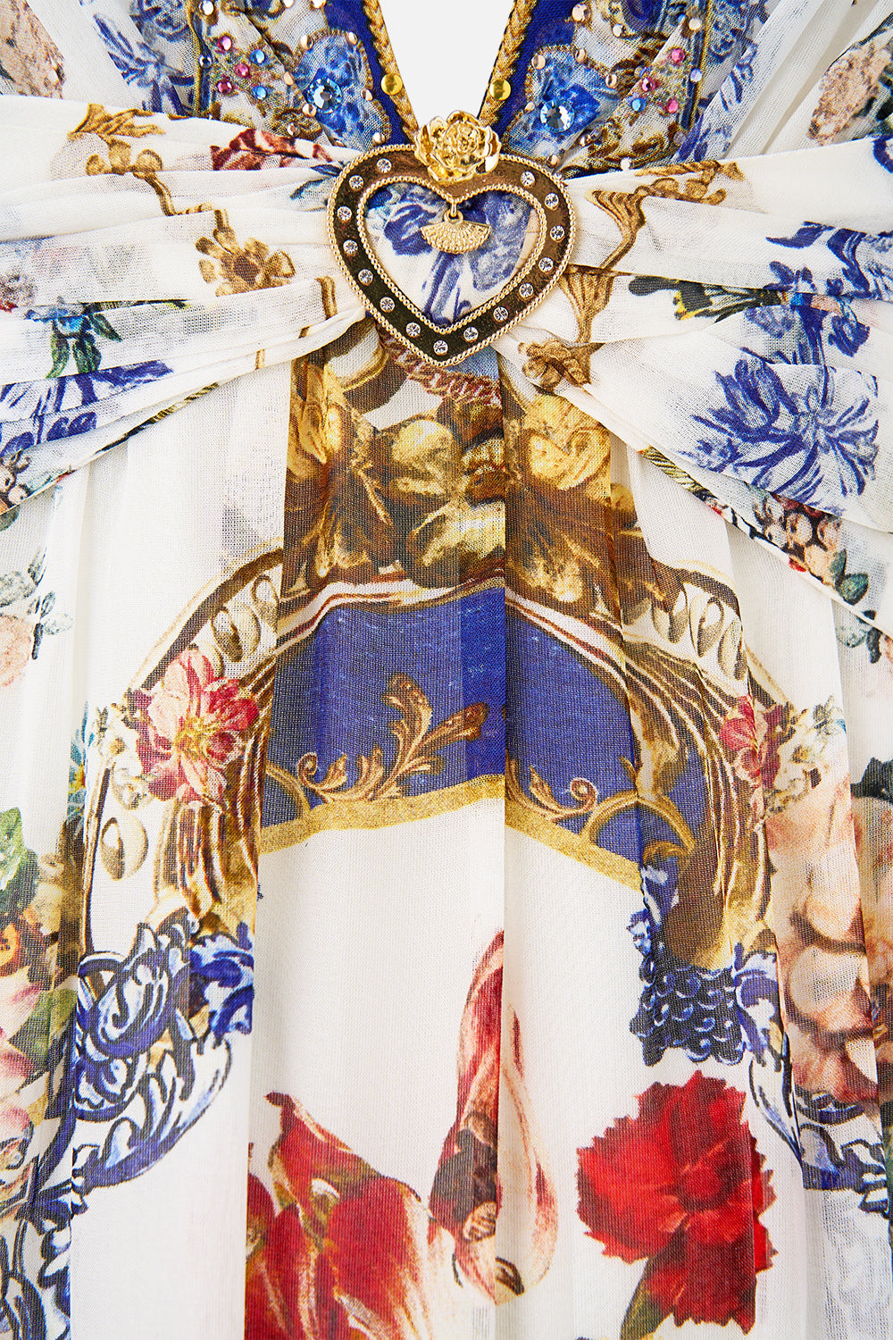 The CAMILLA RELAXED V NECK KNIT TOP THE HUM OF THE ALHAMBRA in our  print.