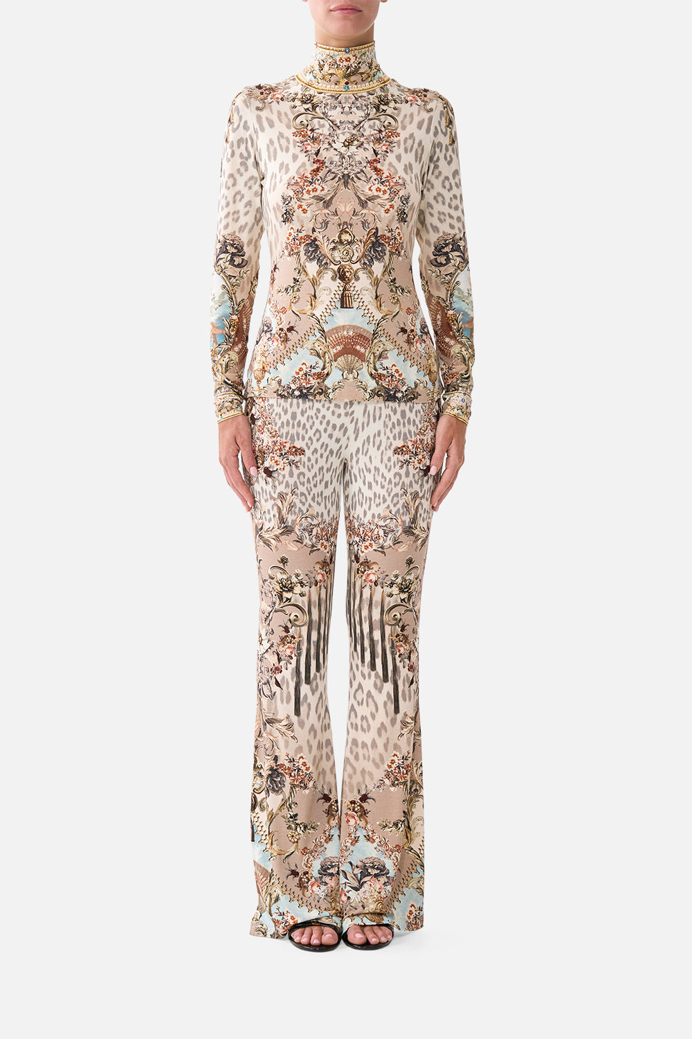 HIGH WAISTED FLARED TROUSER ARANJUEZ ANIMALIA