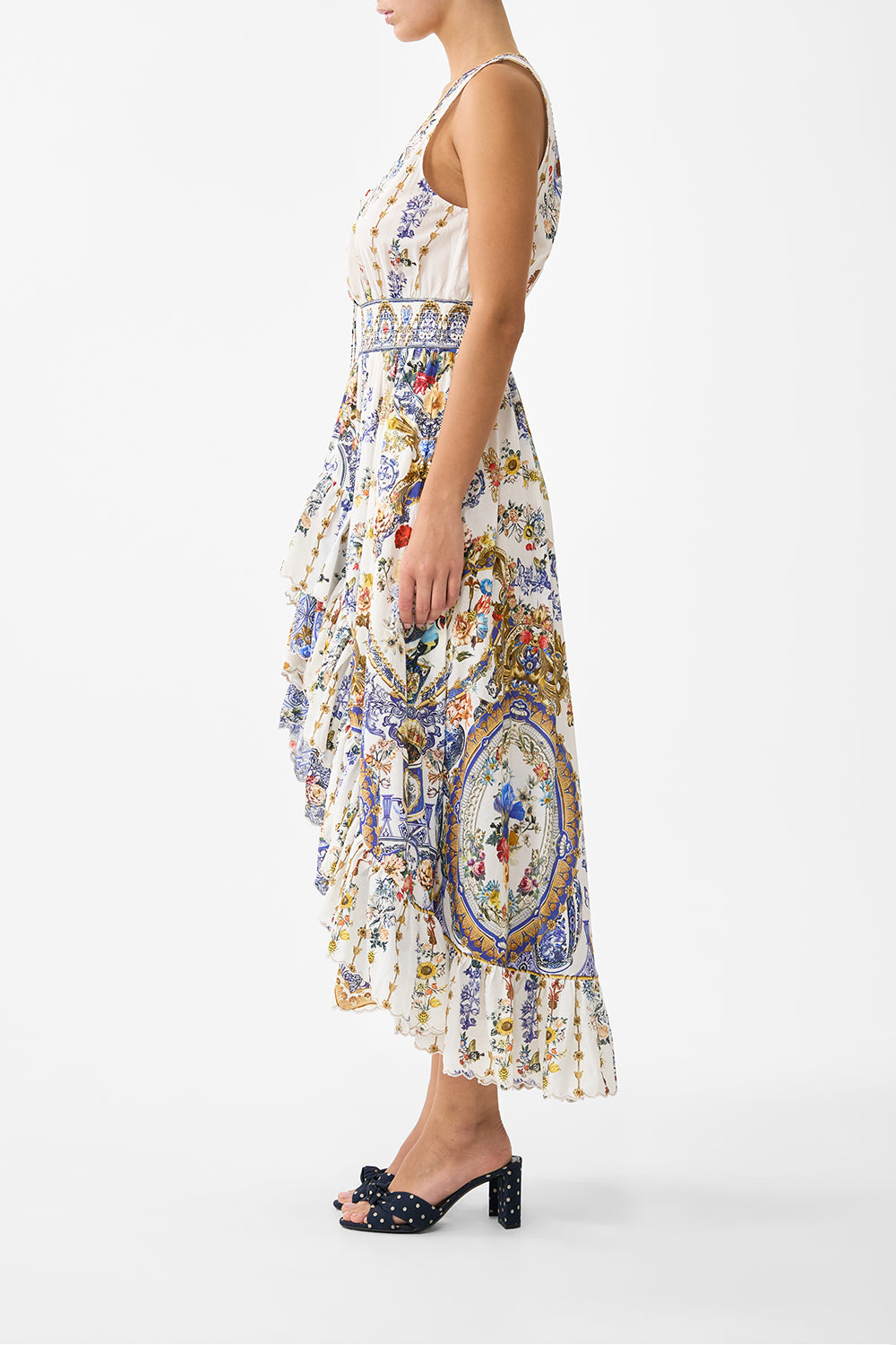 The CAMILLA CORSET DETAIL FLARE KNIT DRESS FLAMENCO FOLKLORE in our  print.