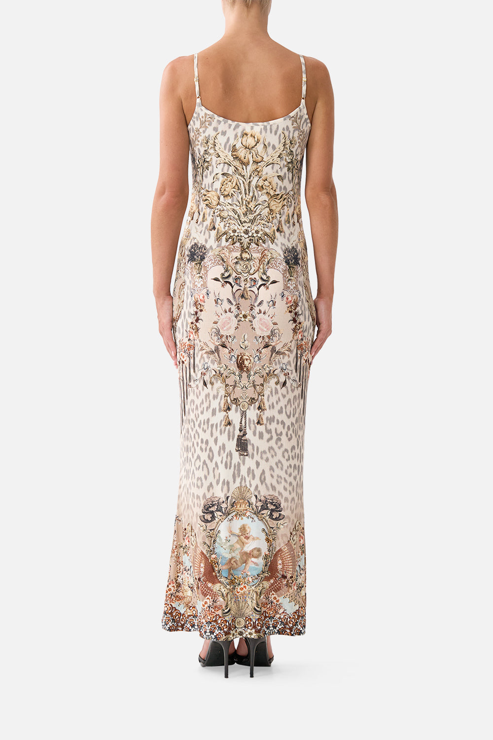 The CAMILLA DEEP V MINI DRESS WITH TIES A TILED WONDERLAND in our  print.