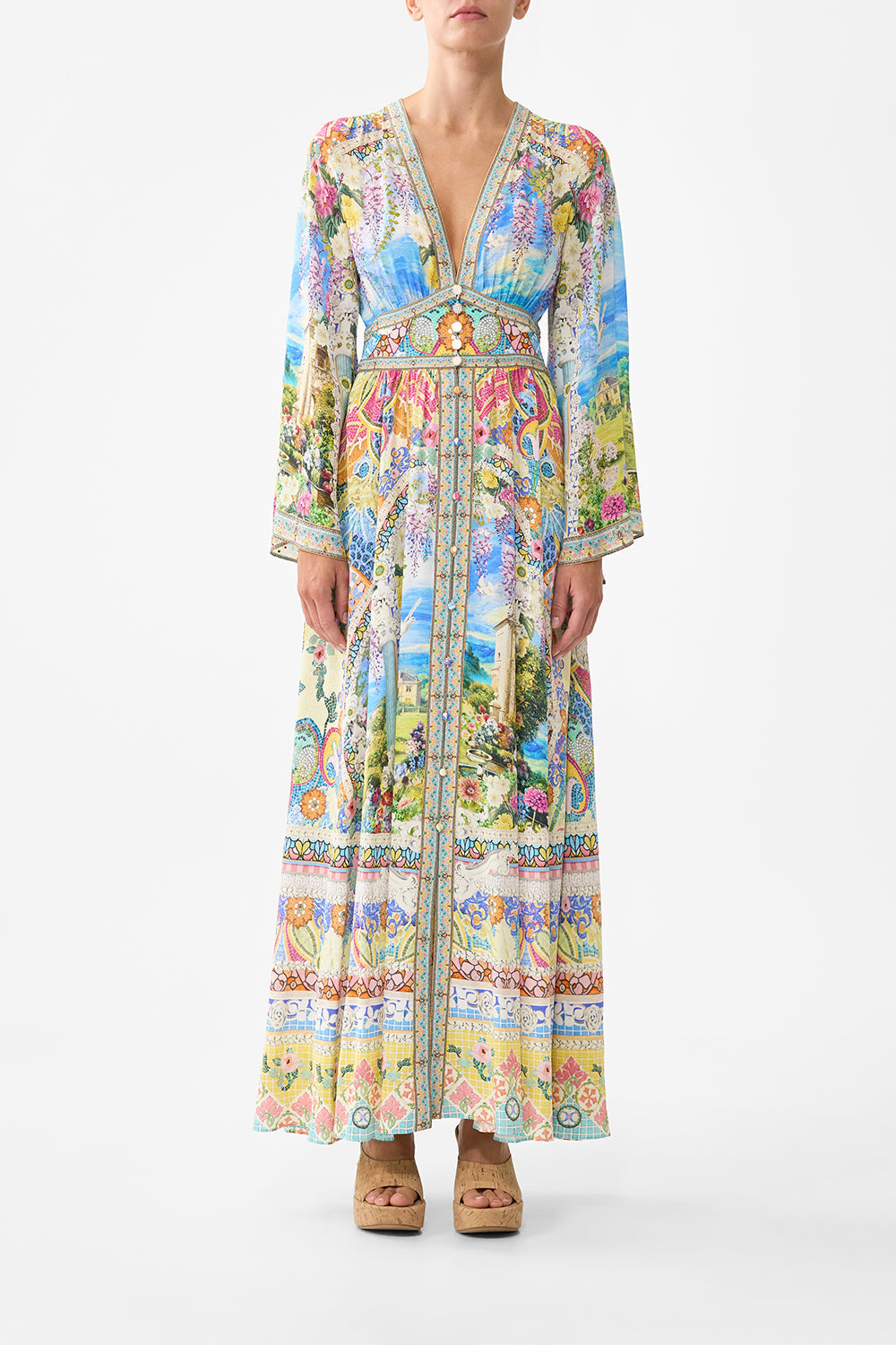 The CAMILLA OFF SHOULDER SHORT DRESS DE NADA GRANADA in our  print.