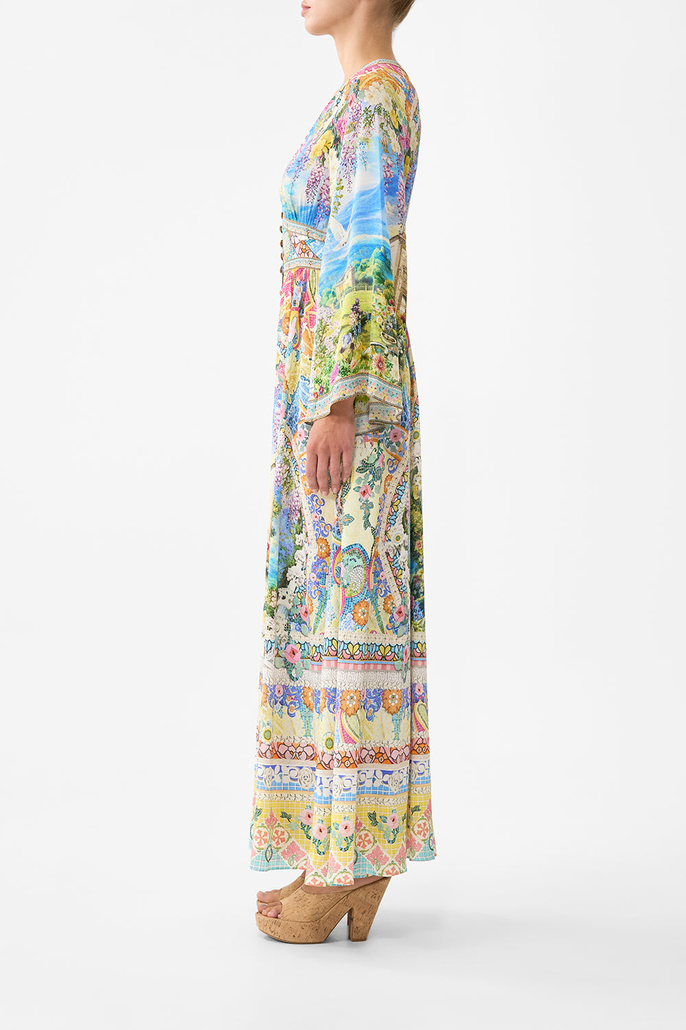 The CAMILLA OFF SHOULDER SHORT DRESS DE NADA GRANADA in our  print.