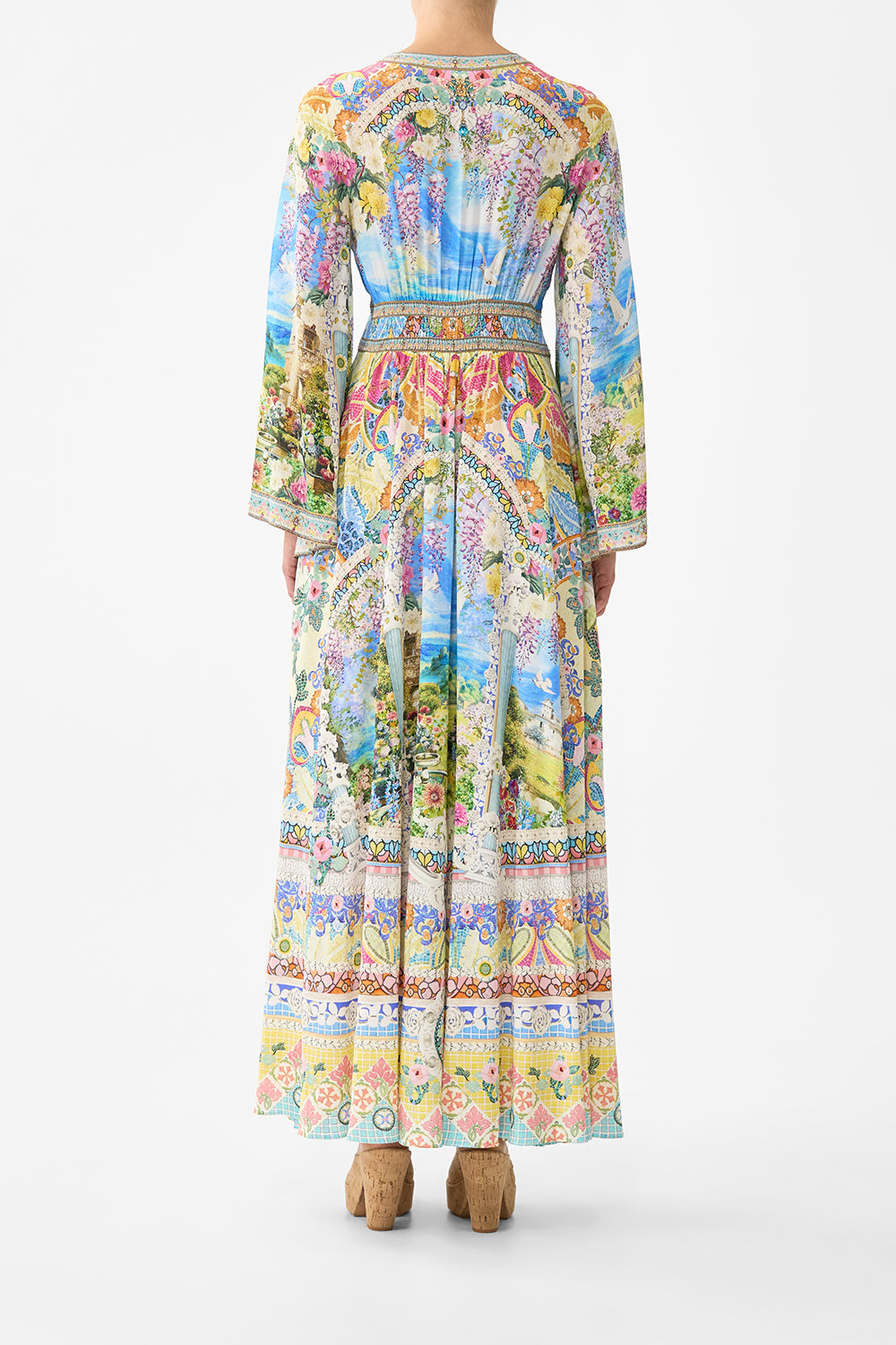 The CAMILLA OFF SHOULDER SHORT DRESS DE NADA GRANADA in our  print.