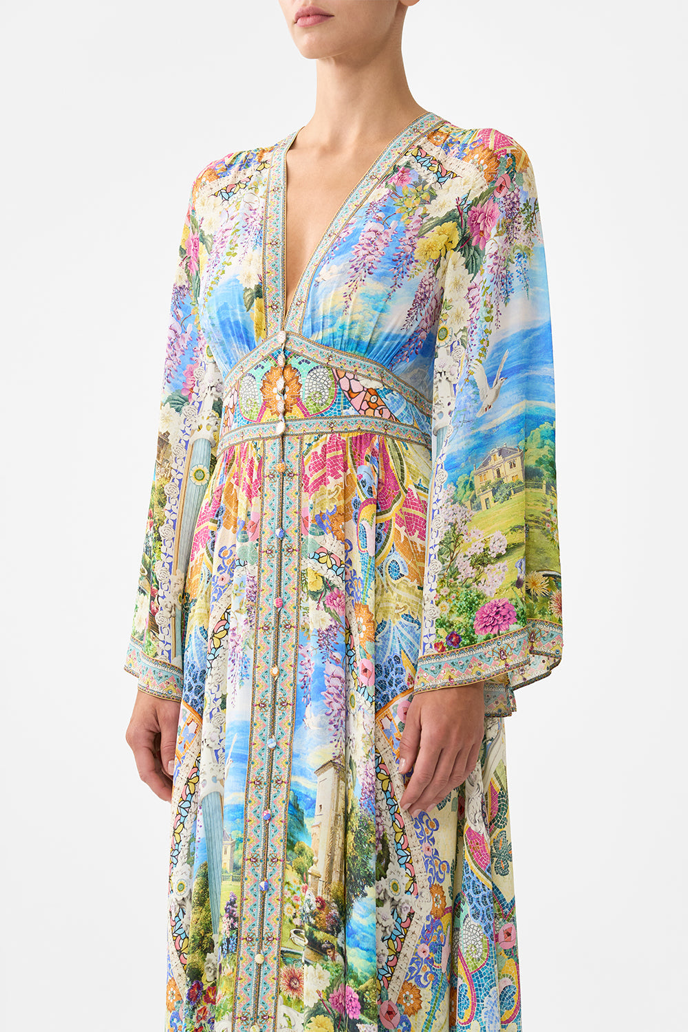 KIMONO SLEEVE DRESS WITH SHIRRING DETAIL NAVÀS NOUVEAU